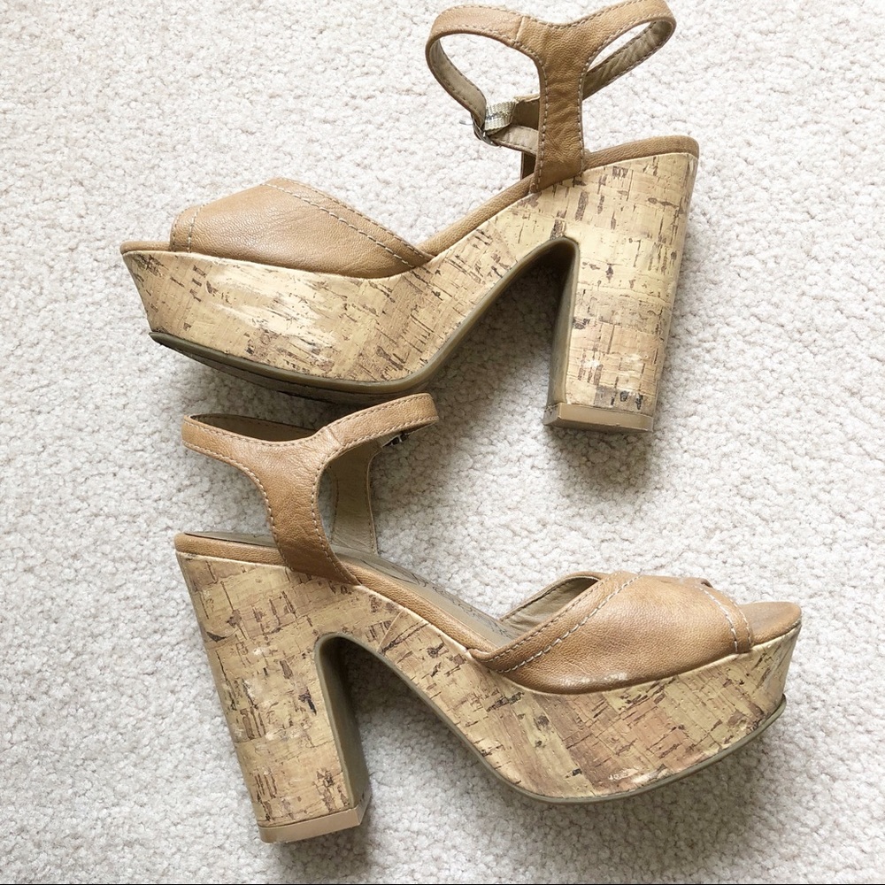 [Francesca’s] 70’s Tall Platform Cork Heels